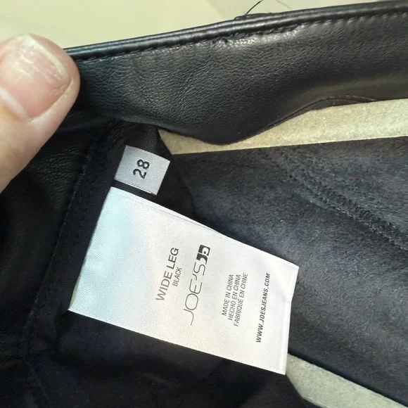 Joe's Jeans Black Faux Leather Pants Size 28 NWT Wide Leg Baddie Y2K High Waist - Picture 5 of 9